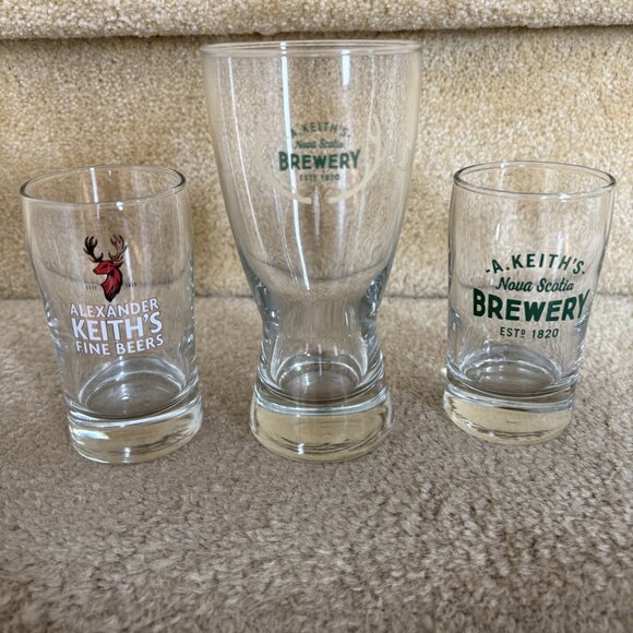 Set of 3 Alexander Keith's Fine Beers Brewery Glasses Nova Scotia Canada - Picture 1 of 4
